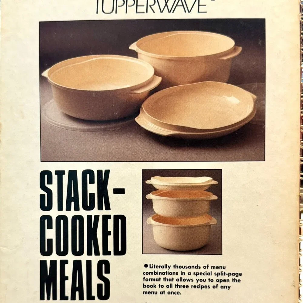 TUPPERWAVE STACK-COOKED MEALS Cookbook Vintage 1990 Microwave Menus Spiral HC. - Picture 3 of 16